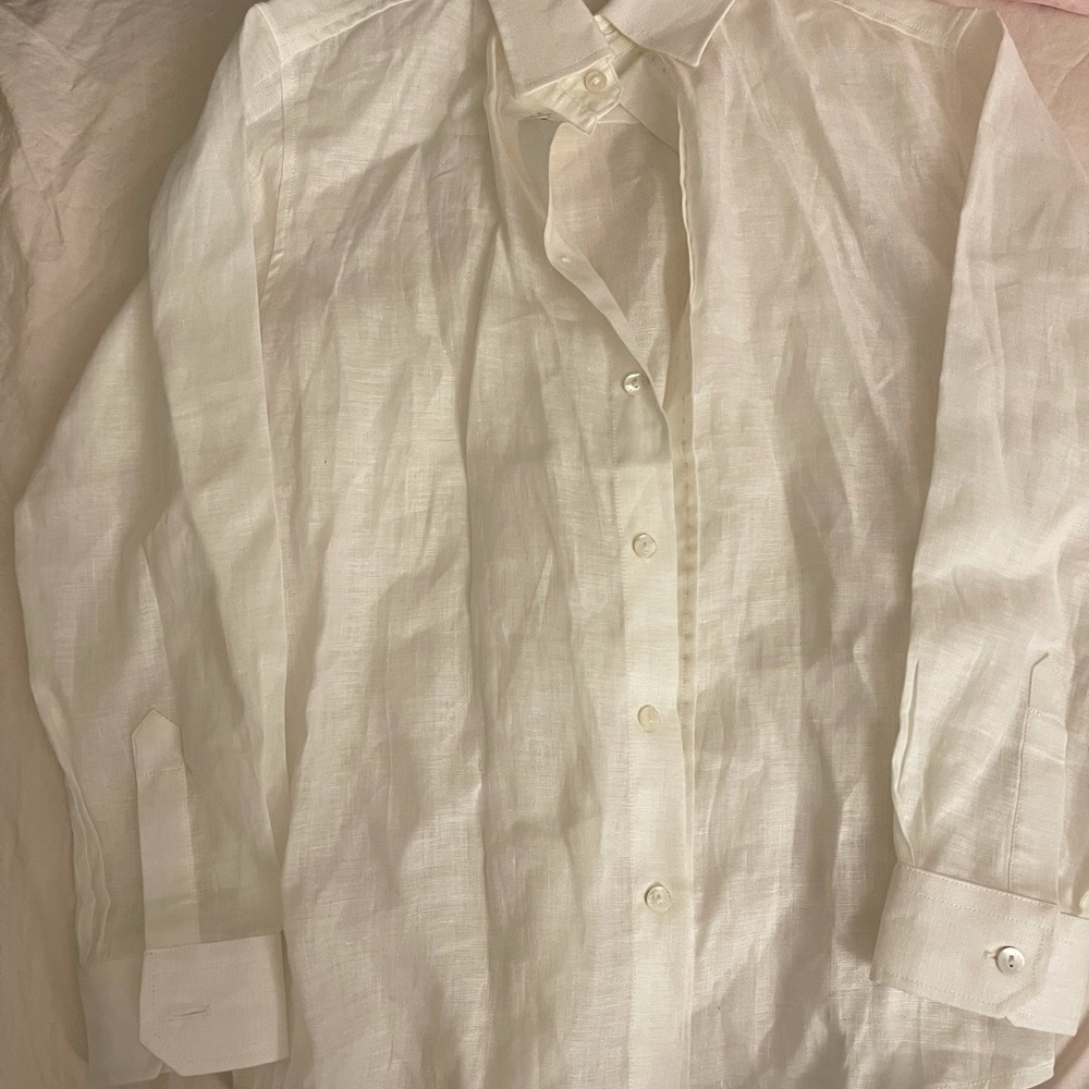 White linen boys dress shirt .